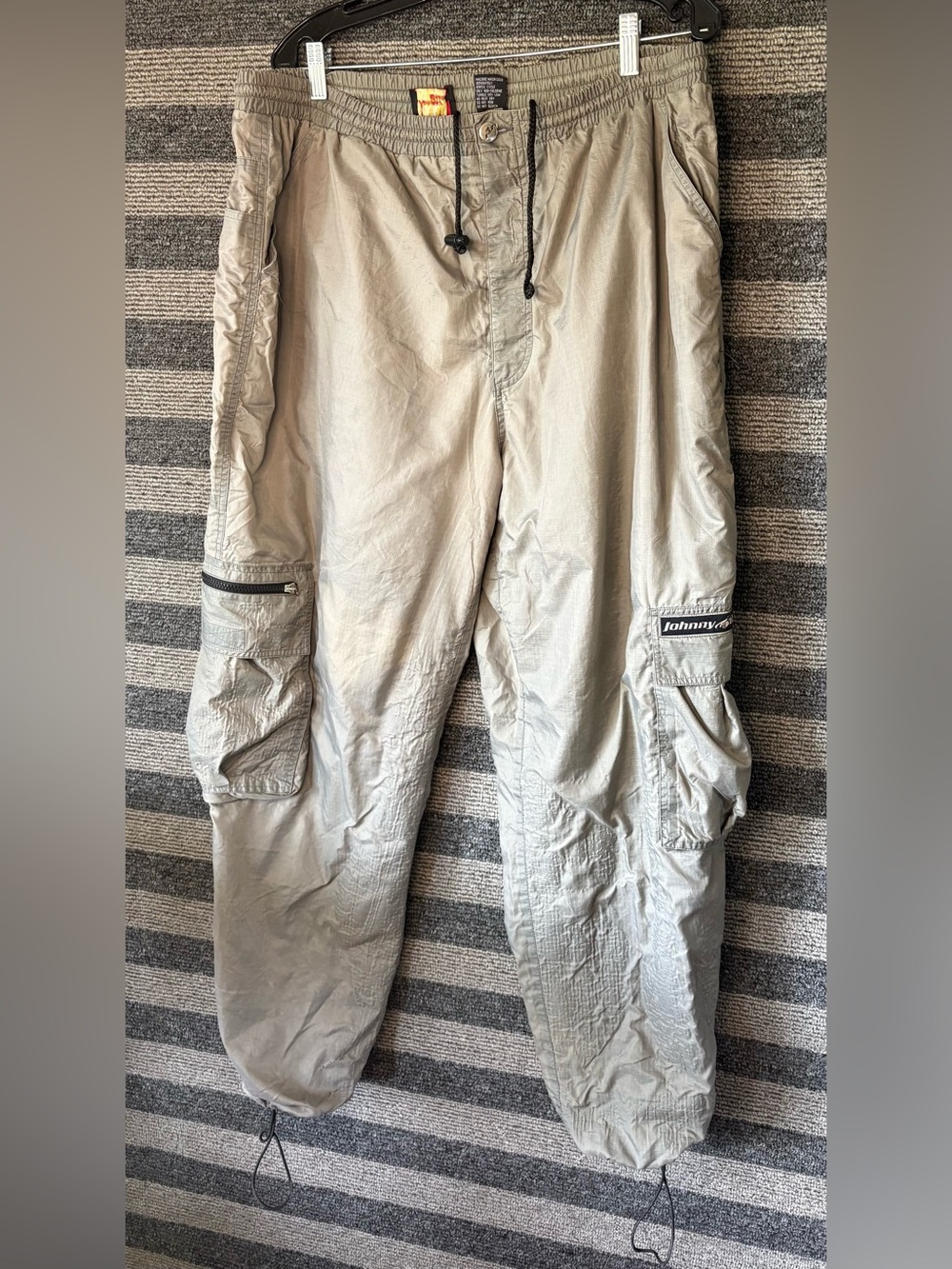 Vintage 90’s Johnny Blaze WaterProof Cargo Track Pants Men’s XL Beige